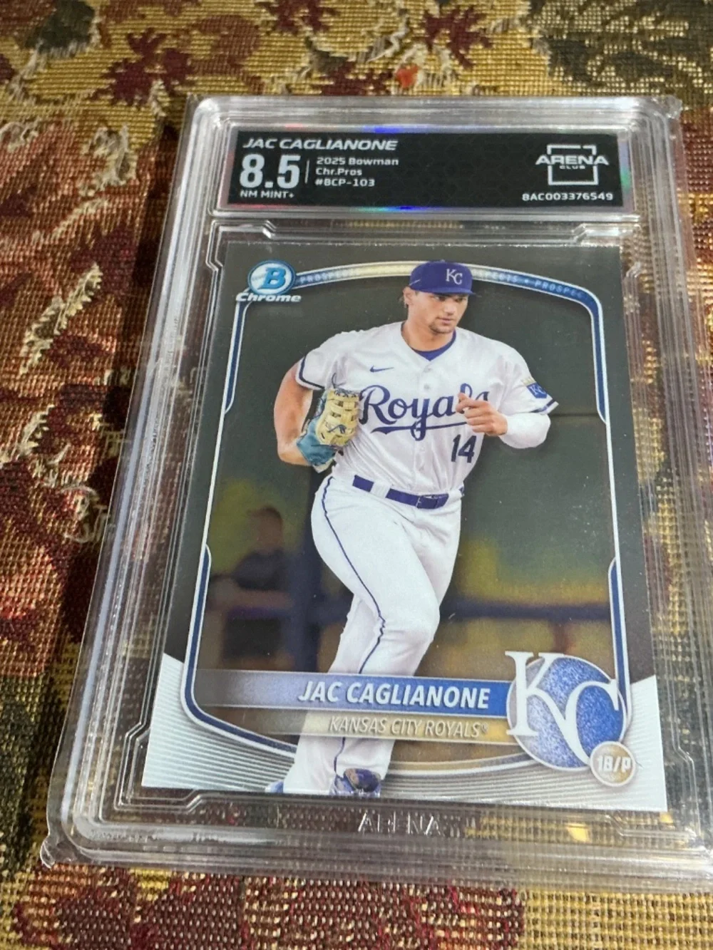 2025 Bowman BCP-103 Jac Caglianone Chrome Prospects Graded Rookie card Arena 8.5